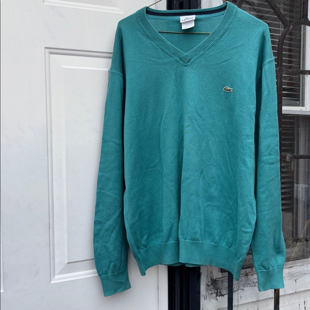 Lacoste Men's Teal V-Neck Sweater